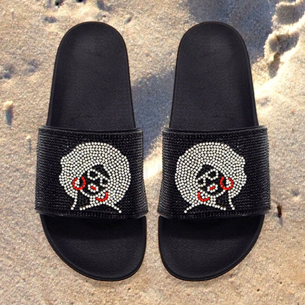 • Bling Afro Girl Slide Sandal Slippers